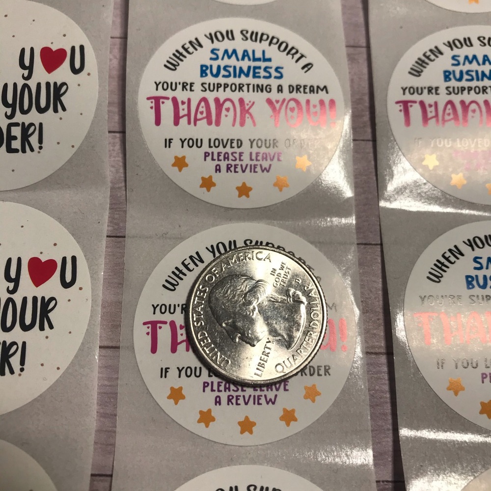 4x$20 || 100 mixed thank you stickers 50/50 size 1.5 - Picture 6 of 9